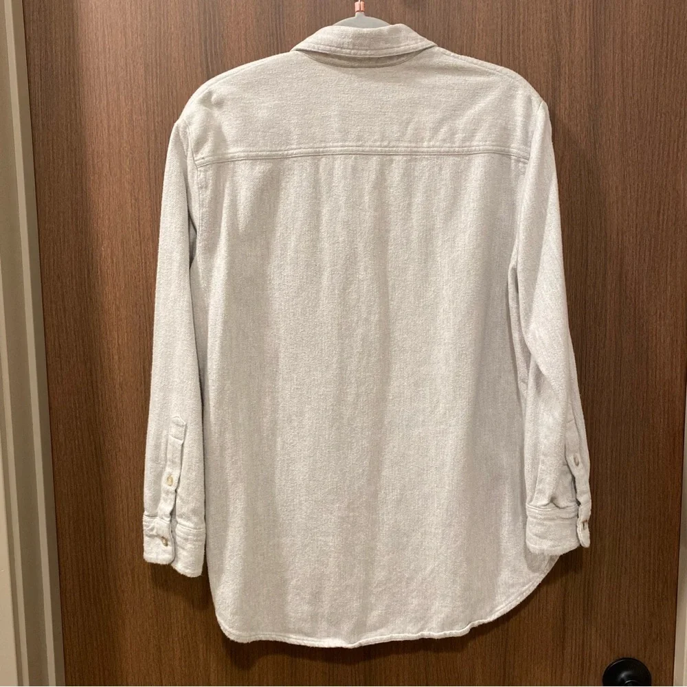 MADEWELL‎ Light Gray Flannel Flap-Pocket Oversized Ex-Boyfriend Shirt Size Small - Picture 9 of 11